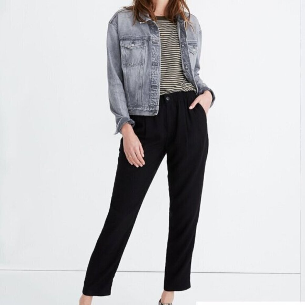 Madewell Black Drapey Track Trousers Women's Size Small Casual Office Stretchy